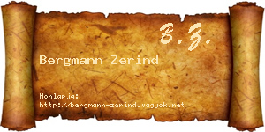 Bergmann Zerind névjegykártya